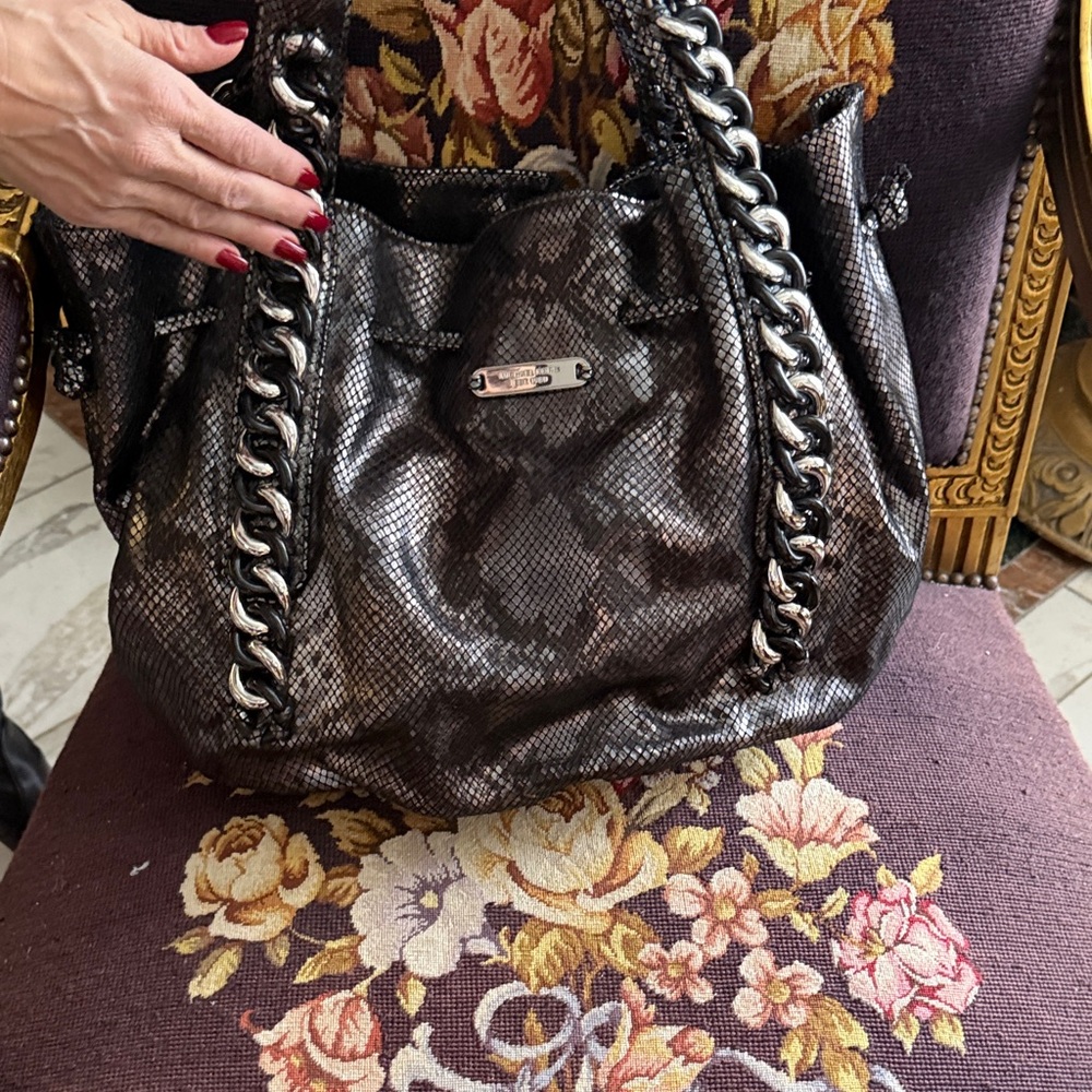 Michael Kors Black Snake Print Shoulder Bag